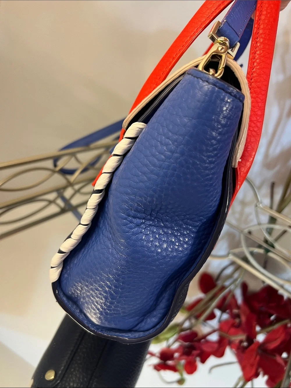 Kate Spade Colorblock Leather Satchel Crossbody Bag Whipstitch Navy Red Blue NWT
